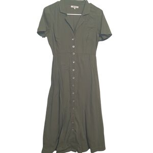 Madewell Olive Button-Front Midi Dress
